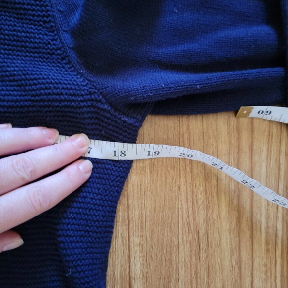 Talbots Sweater Shirt Top Womens Medium Navy Blue Knit Boat Neck Button Classic - Picture 9 of 11
